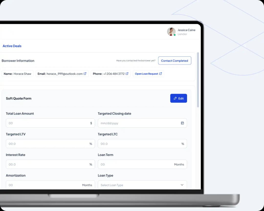 Lender Dashboard Preview